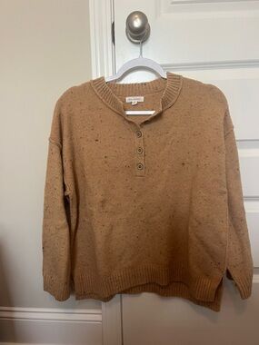 Blu Pepper Camel Speckled Henley Sweater - Tan